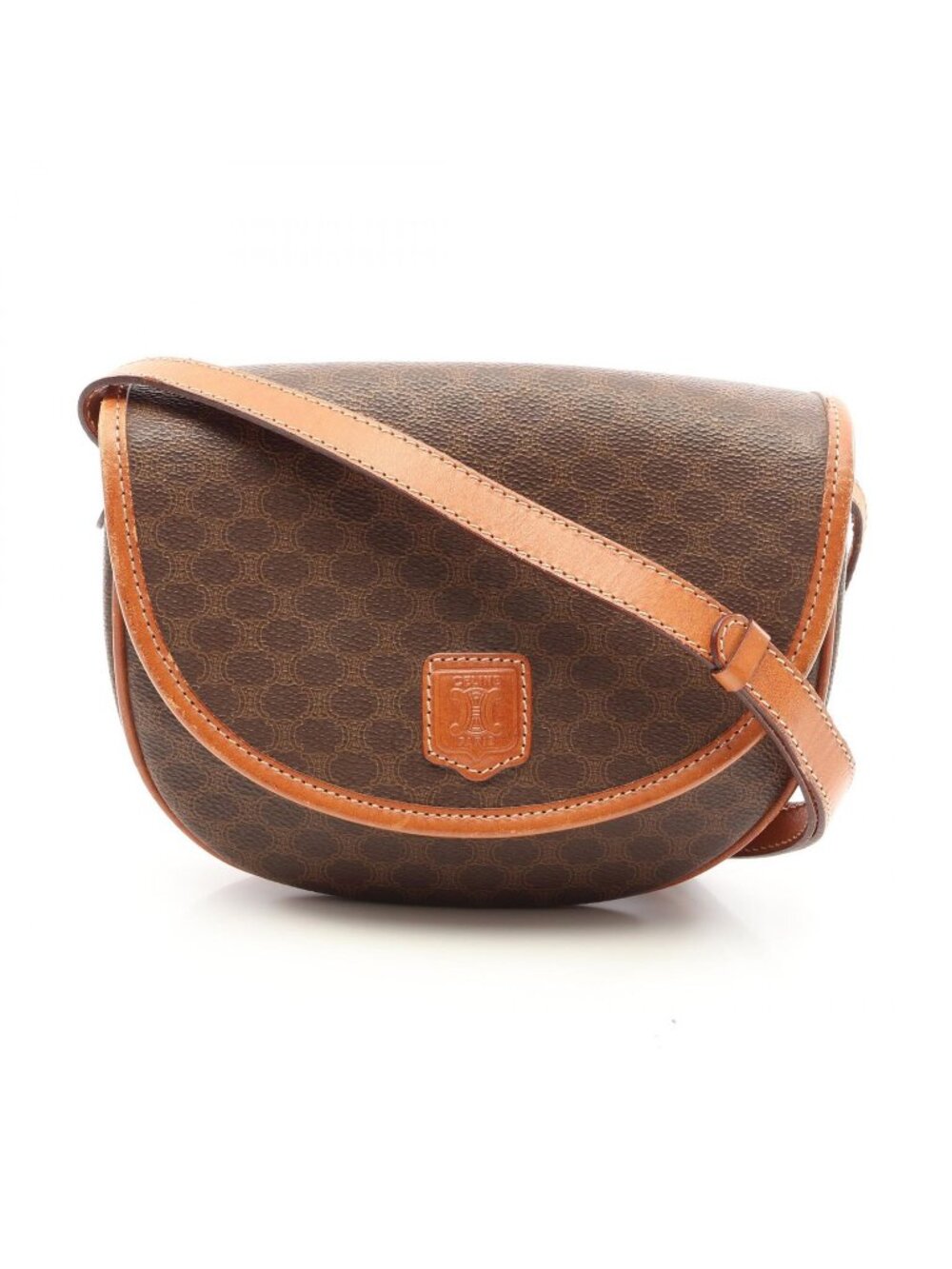 Celine Shoulder Bag Macadam Brown Leather